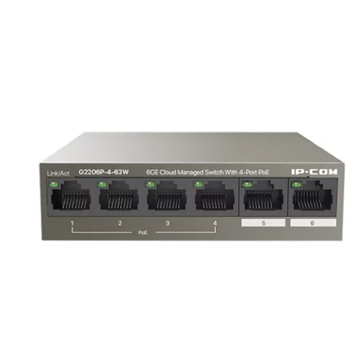 IP-COM G2206P-4-63W Web smart коммутатор PoE от IP-COM с 4 гигабитными портами PoE (максимальная мощность PoE 58 Вт)