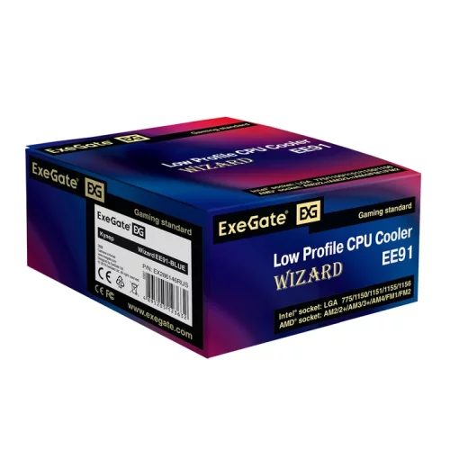 Exegate EX286146RUS Кулер ExeGate Wizard EE91-BLUE (Al, LGA775/1150/1151/1155/1156/1200/AM2/AM2+/AM3/AM3+/AM4/FM1/FM2/754/939/940, TDP 75W, Fan 90mm, 2200RPM, Hydro bearing, 3pin, 22db, 215г, голубая фото 7