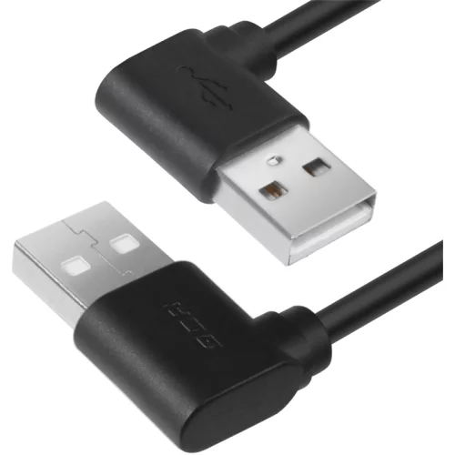 Greenconnect Кабель 0.2m USB 2.0, AM угловой/AM угловой, 28/28 AWG, экран, армированный, морозостойкий, GCR-AUM5AM-BB2S-0.2m
