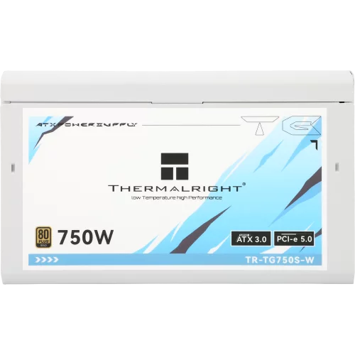 Блок питания Компьютер Power Supply Thermalright, 750W 80+ Gold (ATX, 3.0, PCIe 5.0, Non-modular, 1x24(20+4)pin, 1xCPU 8(4+4)pin, 2xPCIe*2 8(6+2)pin, 5xSATA3, 1x12+4pin (12VHPWR PCIe 5.0 12+4pin 600mm), 3xM (TR-TG750S-W)
