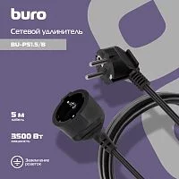 Сетевой удлинитель Buro BU-PS1.5/ B 5м (1 розетка) черный (пакет ПЭ) (BU-PS1.5/B)