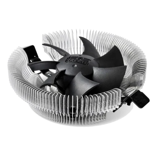 Кулер для процессора/ CPU Cooler PCCooler E80 (65W, 3-pin, 42mm, Al/Cu, -mm, 1x80mm, 29.61CFM, 22dBA, 2000RPM, S: 1851/1700/1200/115X, AM5/AM4, silver, black) (E80#OCS)