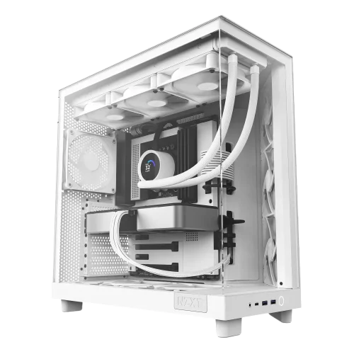 Корпус без блока питания/ Case NZXT H6 Flow, Midi-Tower, TG, 3x120mm, 2xUSB-A 3.2 + 1xUSB-C 3.2, ATX, mATX, mITX White (CC-H61FW-01)