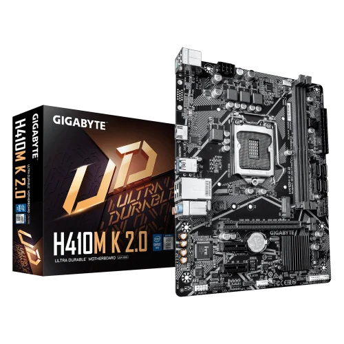 Материнская плата Gigabyte H410M K 2.0 1.0 H410, LGA1200, 2xDDR4, 1*PCI-Ex16, 1*PCI-Ex1, 1*M.2, 4*USB3.2Gen1, 6*USB2.0, 2*SATA3.0, 1G, HDMI, MATX, RTL