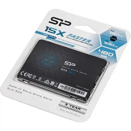 Твердотельный накопитель SSD Silicon Power Slim S55 480Gb SATA-III 2,5”/ 7мм SP480GBSS3S55S25 фото 3