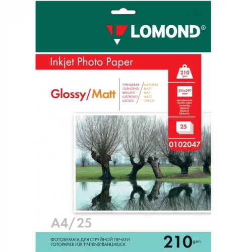 Фотобумага Lomond 0102047 A4/210г/м2/25л./белый глянцевое/матовое для струйной печати