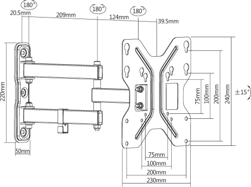 Кронштейн для телевизора Ultramounts UM900 черный 23-43 макс.30кг настенный поворотно-выдвижной и наклонный