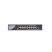 Сетевой неуправляемый коммутатор 16 RJ45 1000M PoE портов 2 SFP Uplink порта 1000М Ethernet; IEEE802.3af IEEE802.3at; бюджет PoE 125Вт; поддержка режима передачи до (DS-S1816GP)