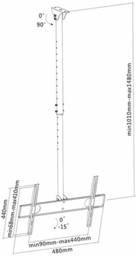 Кронштейн для ТВ ARM MEDIA LCD-1500 black (max VESA 400x400 мм., потолочный, max 50 кг) (10171)