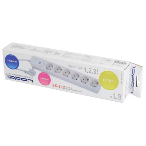 Сетевой фильтр Ippon BK232 3м (6 розеток) белый (коробка) (BK232) фото 2