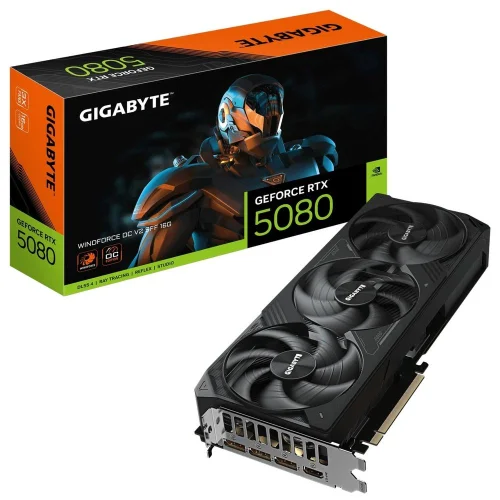 Видеокарта Gigabyte RTX5080 WINDFORCE OC V2 SFF 16GB GDDR7 256bit 3xDP HDMI 3FAN RTL (GV-N5080WF3OCV2-16GD)