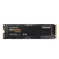 Твердотельные накопители/ Samsung SSD 970 EVO Plus, 2000GB, M.2(22x80mm), NVMe 1.3, PCIe 3.0 x4, 3-bit MLC, R/W 3500/3300MB/s, IOPs 620 000/560 000, DRAM buffer 2048MB, TBW 1200, DWPD 0.33 (12 мес.) (MZ-V7S2T0BW)