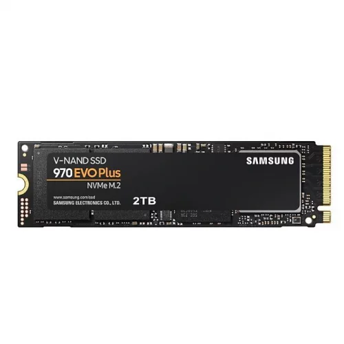 Твердотельные накопители/ Samsung SSD 970 EVO Plus, 2000GB, M.2(22x80mm), NVMe 1.3, PCIe 3.0 x4, 3-bit MLC, R/W 3500/3300MB/s, IOPs 620 000/560 000, DRAM buffer 2048MB, TBW 1200, DWPD 0.33 (12 мес.) (MZ-V7S2T0BW)