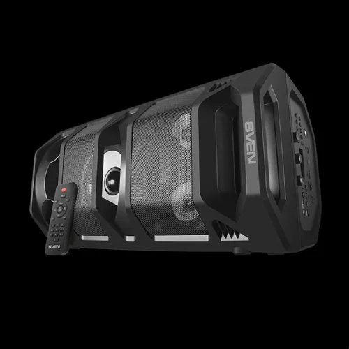 SVEN PS-670 2.0 Мобильные колонки чёрные (2x32.5W, mini Jack, USB, Bluetooth, FM, micro SD, ПДУ, 2 x 4400 мA, LED подсветка) (SV-020170) фото 2