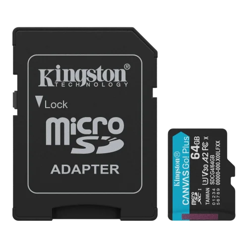 Флеш карта microSDXC 64GB Kingston SDCG4/64GB Canvas Go! Plus V10 A2 + adapter