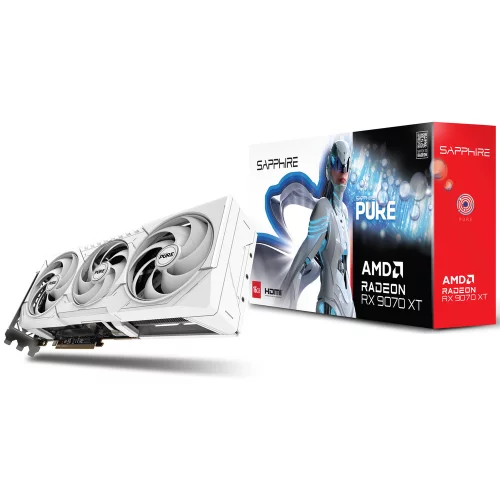 Видеокарта Sapphire RX9070XT PURE OC 16GB GDDR6 256bit 2xDP 2xHDMI 3FAN RTL (11348-02-20G)