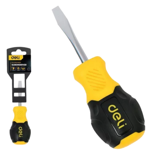 Шлицевая отвертка Deli DL6360381N 6х38мм сталь Cr-V, двухкомпонентная прорезиненная рукоять