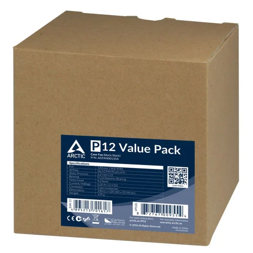 Вентилятор Arctic Cooling Вентилятор корпусной ARCTIC P12 Value pack (black/ black) (5pc) (ACFAN00135A) (701617)