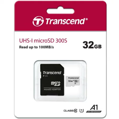 Карта памяти/ Transcend 32GB microSDHC Class 10 UHS-I U1 R95, W45MB/s with SD adapter (TS32GUSD300S-A) фото 2