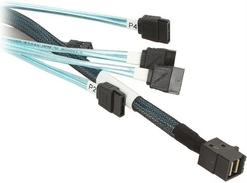 Cable SFF-8643 - 4*SATA (MiniSAS HD -to- 4*SATA), 1m (analog LSI00411, 2279800-R, L5-00221-00) (CBL-8643-4-SATA-10)