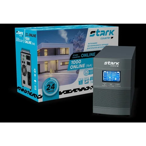 ИБП STARK SC 1000 Online 16А 1000ВА/900Вт {Online, На пол, 110-300В, 2 х ЕВРО, Smart-slot, USB, RS232, EPO, БЕЗ АКБ - внеш 2x 4,5-320Ач} {Б0008805}