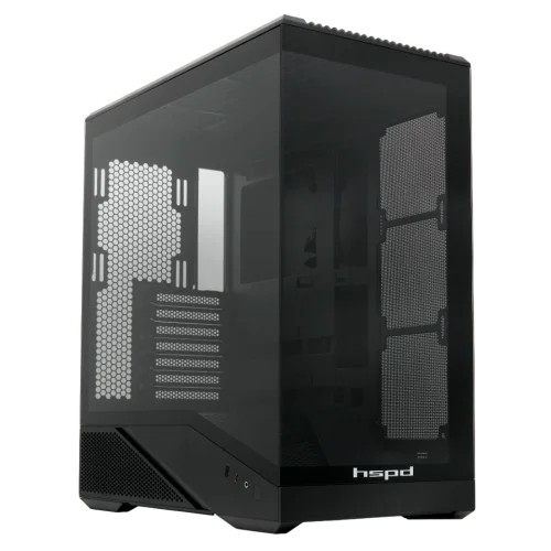 Корпус без блока питания/ Case HSPD F711, Panoramic Full Tower, Black, TG, 0.7 SPCC, no fans ATX, mATX, mITX 190/ 420/ 280mm 2x2.5, 2x3.5, 7xPCI 1xUSB-A 3.0, 1xUSB-C 445x235x475mm (F711-TGBK)