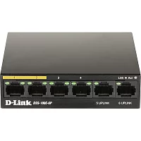 Коммутатор/ DSS-100E-6P Unmanaged Surveillance Switch 6x100Base-TX (4x100Base-TX PoE), Surge 6KV, PoE Budget 55W, Long-range PoE up to 250m, metal case (DSS-100E-6P/ A1A) (DSS-100E-6P/A1A)