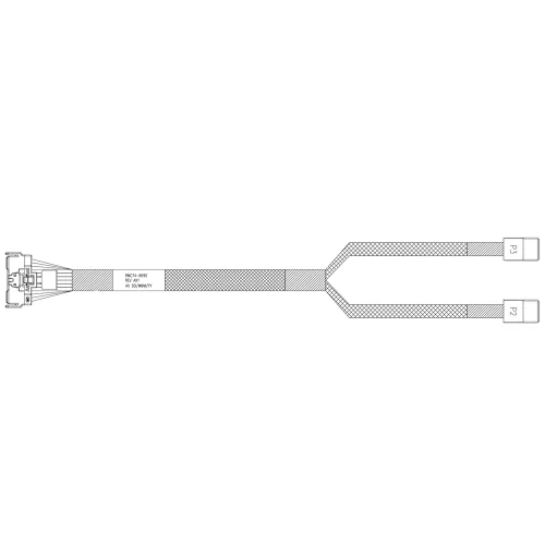 Кабель Amphenol RMC74-8690 Cable MCIO x8 74P (прямой) -TO- 2x HD MiniSAS 4i 36P (SFF8643 прямой) , 85 Ohm, SAS 4.0 / PCIe 4.0, L:80cm