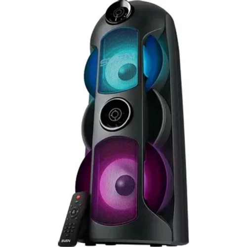 SVEN PS-720 2.0 Мобильные колонки чёрные (2x40W, mini Jack, USB, Bluetooth, FM, micro SD, LED-дисплей, ПДУ, USB Type-C, 2 x 4400 мA, LED подсветка) (SV-019600)