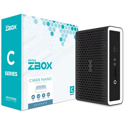 ZOTAC ZBOX NANO, SFF, FANLESS, i7-1355U, 2 DDR5 SODIMM, M.2 SSD, 2.5" SATAIII BAY, 2 GLAN, WIFI, BT, USBDRV, DP/ HDMI, EU+UK PLUG (ZBOX-CI669NANO-BE)