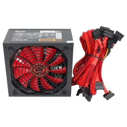 Ginzzu PC800 14CM(Red) 80+ black,APFC,24+4p,4 PCI-E(6+2), 7*SATA, 4*IDE,оплетка, кабель питания,цветная коробка фото 3