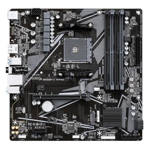 Материнская плата Gigabyte B550M K WIFI6E B550, AM5, 4xDDR4, 1*PCI-Ex16,2*M.2, 6*USB3.2Gen1, 6*USB2.0, 4*SATA3.0, 1G, DP, HDMI, ATX, RTL (B550M K WF6E) фото 2