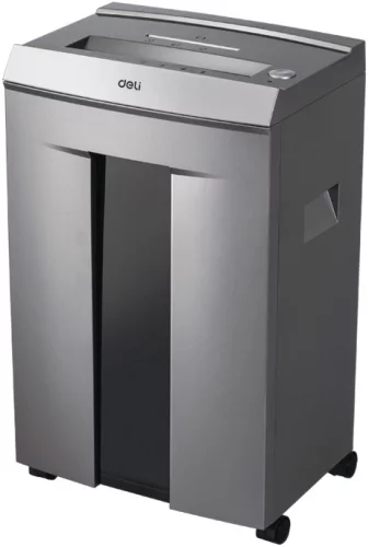 Шредер Deli 9905 серый с автоподачей (секр.P-5) фрагменты 10лист. 20лтр. скрепки скобы пл.карты CD