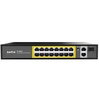 Коммутатор Netis P116GH (L2) 16x100Мбит/с 2x1Гбит/с 1SFP 16PoE 16PoE+ 240W неуправляемый