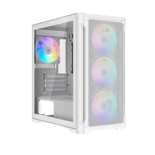 Корпус Компьютер без блока питания/ Case SAMA S31 White, Midi-Tower, TG, 4x120mm ARGB, 2xUSB 3.0 + 1xUSB 3.2 Type-C, mATX, mITX White (S31-WHMMA4X1-GL)