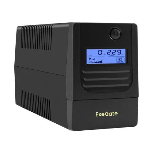 Exegate EX299498RUS ИБП ExeGate Smart LB-650.LCD.AVR.2SH (650VA/390W, LCD, AVR, 2*Schuko, батарея 12V 7Ah, Black)