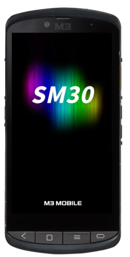 Терминал сбора данных M3 Mobile SM30 Android 14.0 GMS, FHD, WWAN(5G NR), 802.11 a/ b/ g/ n/ ac/ ax, SE5500, Front and Rear Cameras, BT 5.3, GPS, NFC(HF), 8G/ 128G, 4But, 5000mAh Bat, Hand Strap, Bullet Proof Film. Req CRD&PWSP (SM305E-UFCFSS-HF)