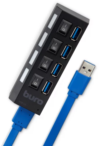 Разветвитель USB 3.0 Buro BU-HUB4-U3.0-L 4порт. черный фото 4
