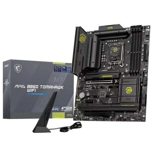 Материнская плата MSI MAG B860 TOMAHAWK WIFI B860, LGA1851, 4*DDR5, 2*PCIEx16, 1*PCIEx1, 3*M.2, 3*TypeC, 4*USB3.2Gen2, 2*USB3.2Gen1, 8*USB2.0, 4*SATA3.0, 5G, Type-C(DP), DP, HDMI, ATX, RTL