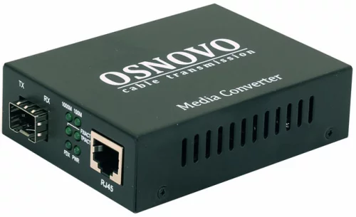 Медиаконвертер OSNOVO OMC-1000-11X Медиаконвертер Gigabit Ethernet 1xRJ45, 1xSFP. Порты: 1 x GE (10/100/1000Base-T), 1 x GE SFP (1000Base-X). В комплекте: БП DC5V(1A). Размеры (ШхВхГ): 71x26x95мм. Может устанавлива