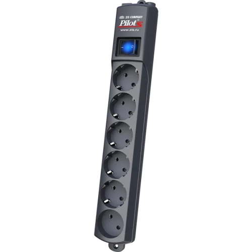 ZIS Company Сетевой фильтр PILOT S Graphite, 5м, 5+1 розетки, 10А/2,2кВт, черный, Россия (PILOT S 5M GRAPHITE)