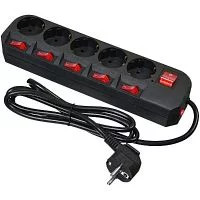 Сетевой фильтр Buro 500SH-1.8-SW-B 1.8м (5 розеток) черный (коробка)