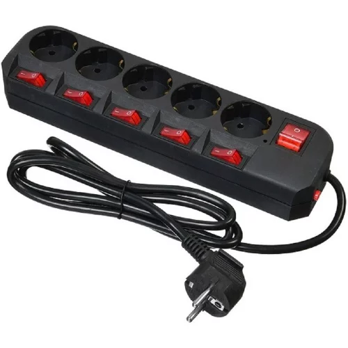Сетевой фильтр Buro 500SH-1.8-SW-B 1.8м (5 розеток) черный (коробка)