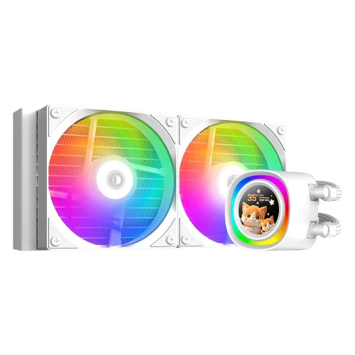 Вентилятор для процессора ID-COOLING FX240 LCD WHITE (жидк. охл, 2x120mm, Al, PWM 2000 rpm, 27.2 dB, 4 pin/5V 3pin ARGB, 300Wt, LCD) (FX240 LCD WHITE)