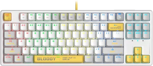 Клавиатура A4Tech Bloody S87 Energy механическая белый/ желтый USB for gamer LED (S87 USB ENERGY WHITE)