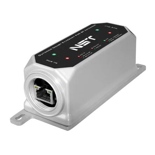 Уличный Ultra PoE удлинитель Gigabit Ethernet до 250м на 1 порт. Порты Ethernet: Вход - 1x10/ 100/ 1000Base-T RJ45; Выход - 1x10/ 100/ 1000Base-T RJ45. Порты PoE: Вход - 1xIEEE 802.3af/ at/ bt/ Passive POE ( (NS-EX-1GP/W)