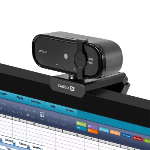 Exegate EX297680RUS Веб-камера ExeGate BlackView C931 Full HD AF (2Мп, 1920х1080, 1080P, 30fps, автоматический фокус, защитная шторка, 4-линзовый объектив, микрофон с шумоподавлением, универсальное