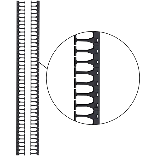 Кабельная гребенка 42U с пальцами глубиной 106 мм, для шкафов LANMASTER DCS шириной 800 мм, 2 шт. в компл., черная (LAN-DC-CB-42UX8-PF/S)