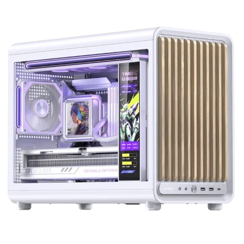 Корпус без блока питания/ Case JONSBO D33 WOOD, Mini-Tower, TG, no fan, 2xUSB-A 3.0 + 1xUSB-C 3.2, mATX, mITX White (D33 WOOD WHITE)