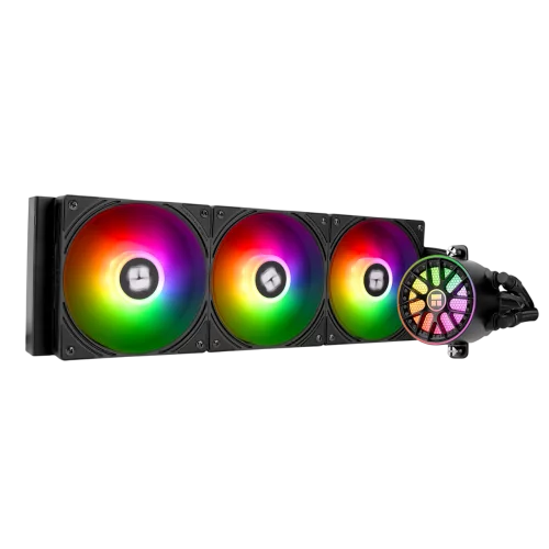 Система жидкостного охлаждения/ Water Cooling System Thermalright Aqua Elite 360 V6 (360mm, Black, ARGB/ Fans: 3x120mm, 70.84CFM, 29.8dBA, 2000RPM/ Pump height 53.5mm, 2800RPM, Rad thickness 27mm/ S: (A-ELITE-BL-360-ARGB-V6)